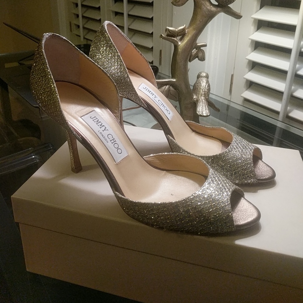Jimmy Choo peep toe D'Orsay pump